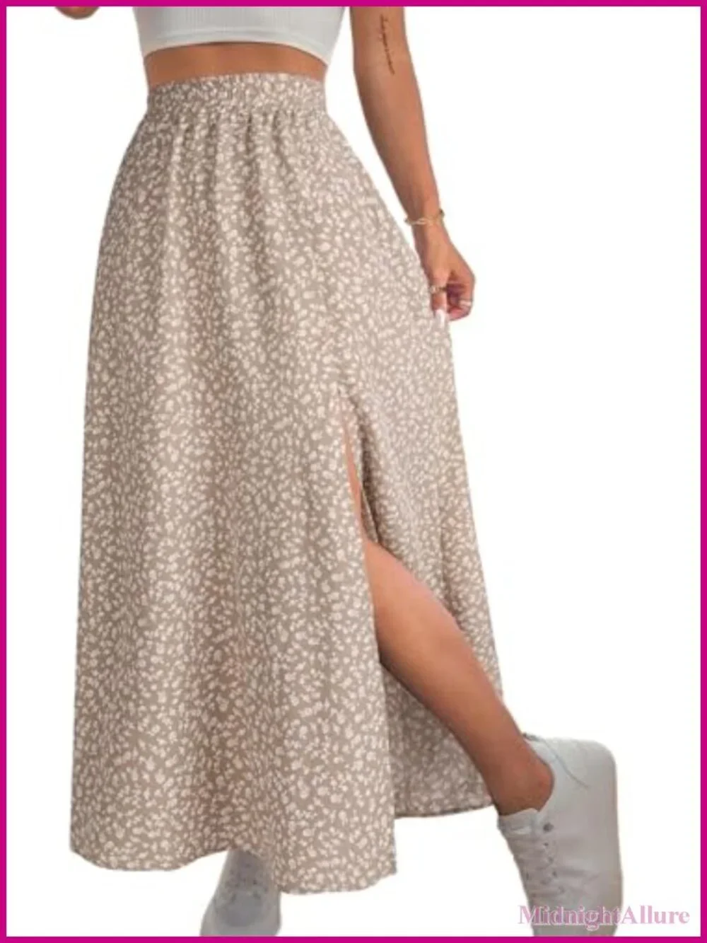 Boho Floral Slit Maxi Skirt High Waisted Long Wrap Skirt